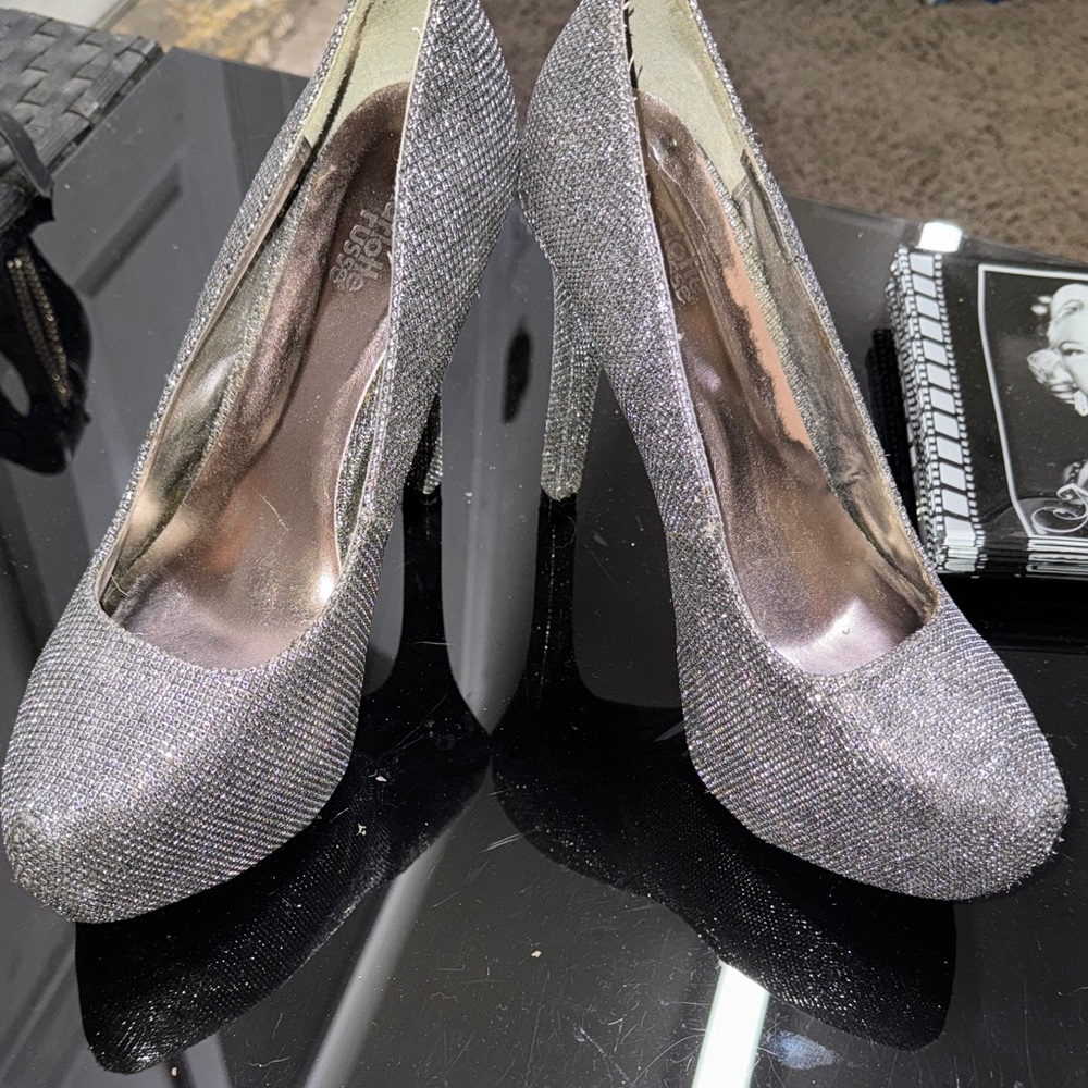 Charlotte Russe Sparkling Silver Heels
